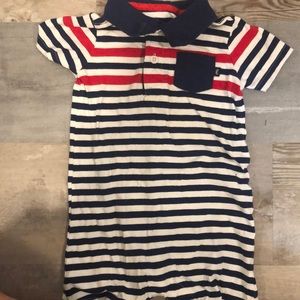 Red, white and blue striped romper